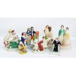Seven various 19th century Staffordshire figures and figure groups including 'Prince & Princess',