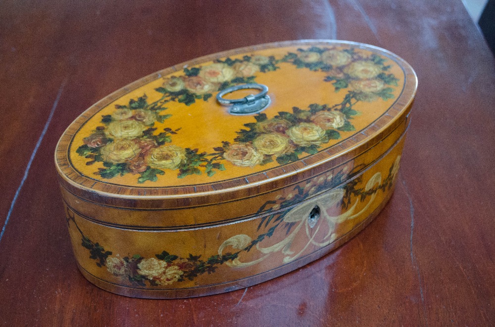 An exhibition quality 19th century satinwood and painted dressing table, - Image 7 of 8