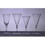 JAMES POWELL WHITEFRIARS; a sherry glass with ribbed trumpet bowl,