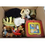 A mixed quantity of collectors' items including a Mettoy tin jack-in-a-box,