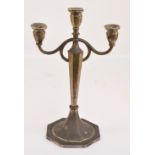 A late 19th century Austrian silver three branch candelabrum,