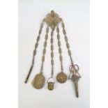 A 19th century pierced gilt metal chatelaine,