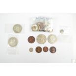 A quantity of coins including a George III half penny, 1807, a George I half penny, 1718,
