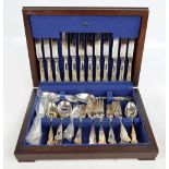 A cased canteen of silver plated King's pattern cutlery.