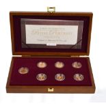 A cased Queen Elizabeth II Royal Portrait Collection gold proof seven coin sovereign set,
