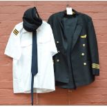 A British Eagle International Airlines Ltd pilot's suit and further pilot's cap with gold work