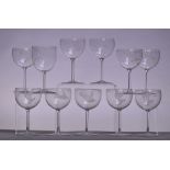 JAMES POWELL WHITEFRIARS; a very near set of eleven wine glasses,