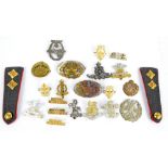 A small collection of various cap and shoulder badges.