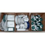 Three boxes containing a large quantity of Denby table ware, mainly in the 'Greenwheat' pattern.