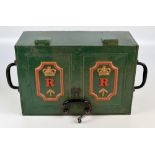 A 19th century iron twin handled military strong box,