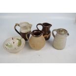 A group of studio pottery, including a bowl, jugs and coffee pot (5).