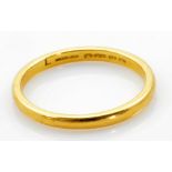 A 22ct yellow gold plain wedding band, size R, approx 3.7g.