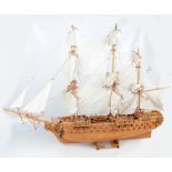 A rigged and masted model of 'Superbe 1784', length 110cm, height with stand 86cm.