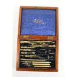 STANLEY OF LONDON; a walnut cased set of drawing instruments,