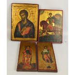 A Greek icon depicting St. Luke, 30.5 x 22cm, a pair of slender examples depicting St.
