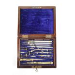 THORNTON; a rosewood cased set of drawing instruments,