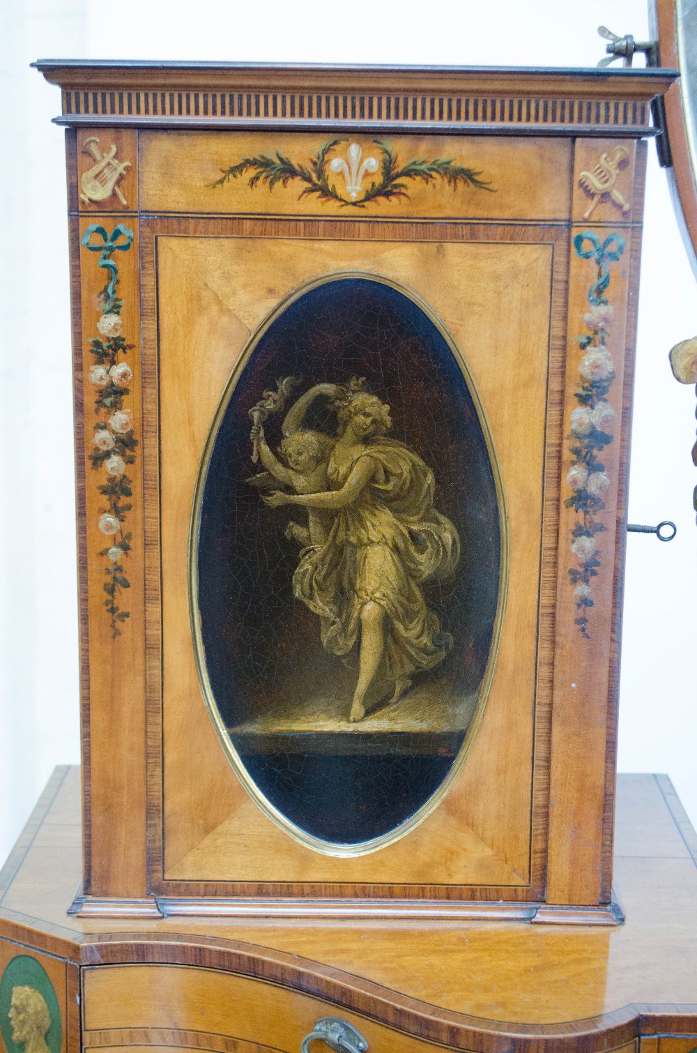 An exhibition quality 19th century satinwood and painted dressing table, - Image 8 of 8