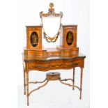 An exhibition quality 19th century satinwood and painted dressing table,