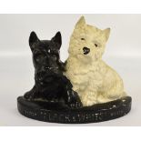 A Brentleigh Ware ceramic Scotch 'Black and White' Whisky advertising plaque modelled as a Scottie