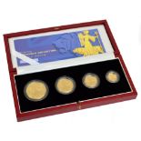 A cased 2001 Britannia Collection gold proof four coin set, comprising £100, £50, £25 and £10,