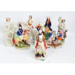 Eight 19th century Staffordshire figures/figure groups including 'Louis Napoleon', height 27cm,