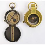 VERNER'S PATTERN; a military issued WWI period leather cased brass bodied pocket compass,