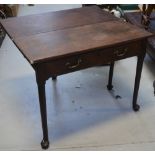 A 19th century drop-leaf sidetable with long single drawer, width 99cm.