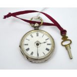 A c1880s ladies' pocket watch, sterling silver case, fifteen-jewel key-wind and key-set movement,