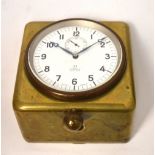 Omega; a large car clock in brass case,