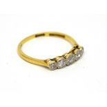 An 18ct yellow gold five-stone diamond set ring, size M, approx 1.8g.