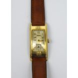 Parker Watch Company; a c1930s gentlemen's long curvex wristwatch,