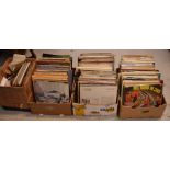 Four various boxes of vinyl to include Barry Manilow 'Barry', Dean Martin, The Seekers,