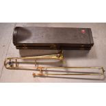 An Olds Ambassador trumpet contained within Olds hard case.