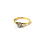 An 18ct yellow gold diamond solitaire ring, size L 1/2, approx 2.3g.