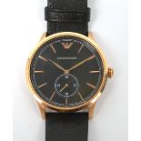 Emporio Armani; a rose gold gentlemen's wristwatch, AR1798,