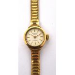 A 9ct yellow gold Perona ladies' wristwatch, circular white dial set with baton numerals,