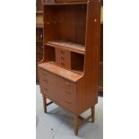 A retro teak six-drawer unit raised on square-section tapering legs, width 76cm.