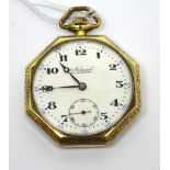 Tacy Watch Co; a c1930s gentlemen's 'Admiral' open face pocket watch,