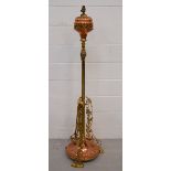 An Arts and Crafts Hinks & Sons Patent copper and brass telescopic floor standing oil lamp with