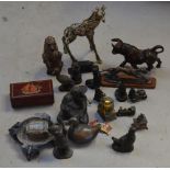 A collectors' lot comprising onyx items, a slate barometer, decorative busts etc.