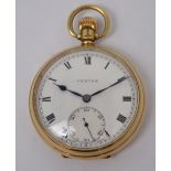 Vertex; a gentlemen's 9ct gold open face pocket watch,