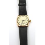 Rotary; a c1930s gentlemen's wristwatch, 9ct solid gold hinged case with solid gold lugs,