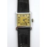 Bulova: a c1930s gentlemen's 'Ambassador' tank-style watch, 14ct white gold filled case,