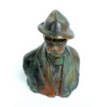 LEON JAYEZ (1878-1957); a small bronze bust depicting Georges Clemenseau,