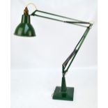 A vintage green painted angle poise lamp.