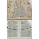 JAN JANSSON; a 17th century engraved map 'Anglia', a map of England and Wales, with script verso,