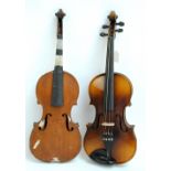 A full size Czechoslovakian violin, Stradivarius copy, length of back 35.