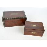 A Victorian burr walnut mother of pearl inlaid sewing box with compartmentalised lift-out tray,