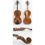 A full size German violin by Hermann Jordan, 1893, the one-piece back 35.9cm.