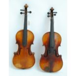 A full size German violin, Stradivarius copy, the two-piece back 35.